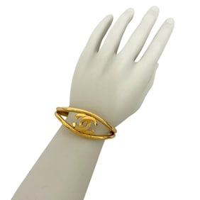 CHANEL Vintage Coco Mark Bangle Bracelet Gold 02633