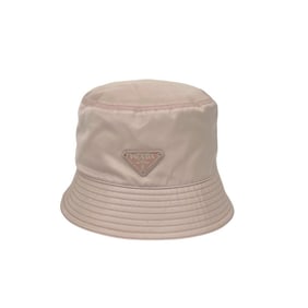 Prada Re-Nylon Bucket Hat with Triangle Logo and Metal Fittings, Size M, Women's, Pink, 74592