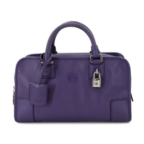 LOEWE Amazona 28 handbag in purple leather with silver hardware.