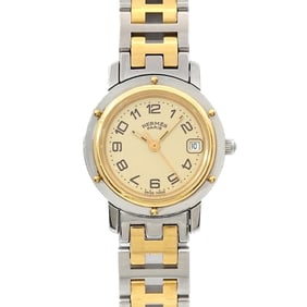 Hermès Clipper CL4 220 Women's Ivory Quartz Watch with Date Display, Two-Tone