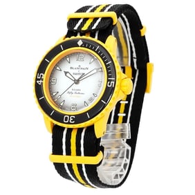 Swatch Blancpain x Fifty Fathoms Pacific Ocean SO35P100 Men's Watch, Date, Black, Automatic,