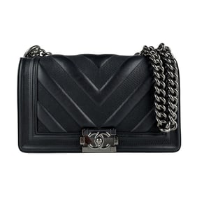 CHANEL Boy Chanel Shoulder Bag, Leather, Black, Women's, z7080
