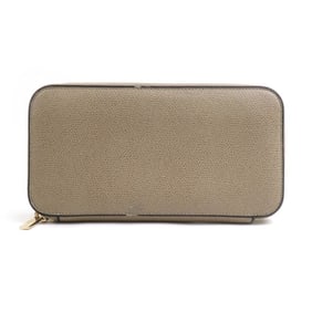 Valextra Round Long Wallet, Brown Leather, Men's and Women's, h31582g