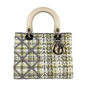 Christian Dior Lady handbag/shoulder bag in patent leather, nylon, and leather cream multicolor