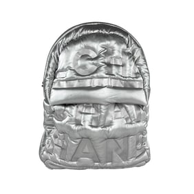 CHANEL Doudaune Nylon Backpack, Silver, Men's/Women's, z7138