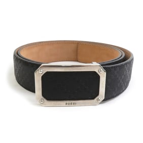 Gucci Diamante Leather Metal Belt in Black and Silver for Men, 162946 e60958a