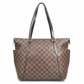 Louis Vuitton Damier Totally MM Shoulder Bag in Canvas, Brown and Gold, Women's, N41281 (w1262a)
