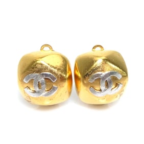 CHANEL Coco Mark Metal Earrings, Gold and Silver, Women's, e60940g