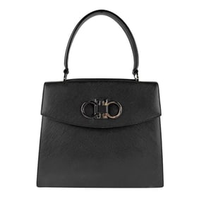 Salvatore Ferragamo Gancini Leather Handbag in Black for Women (z7101)