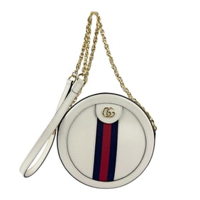 Gucci Ophidia Round Shoulder Bag in Leather, Metal, Ivory, and Gold, Women's, 550618 z6819