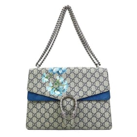 Gucci GG Blooms Dionysus Shoulder Bag in Supreme Canvas and Suede, Blue, Women's, 400235, H31580a