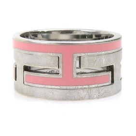 Hermes Hermès Move Ash Ring in Silver 925 with Enamel and Pink Silver, Women's, e60948a