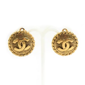 CHANEL Coco Mark Metal Gold Earrings for Women e60960a