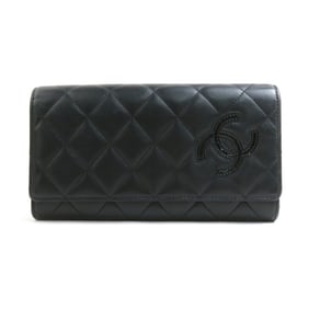 CHANEL Simply CC Matelasse Leather Long Wallet, Black, Women's, W1267g