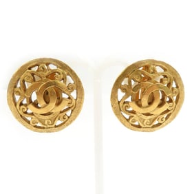CHANEL Coco Mark Metal Gold Earrings for Women w1272a
