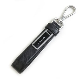 Prada PRADA Key Ring Leather Metal Black Men's Women's h31588a