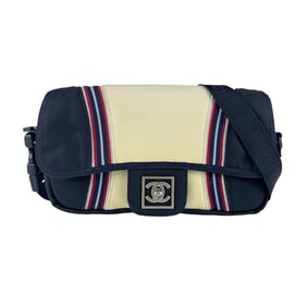CHANEL Sport Line Shoulder Bag in Nylon Canvas, Navy and Off-White, Women's, z7102