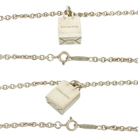 TIFFANY & Co. Tiffany Shopping Bag Necklace Logo Sterling Silver Pendant Choker 11138