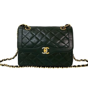 CHANEL Matelasse Paris Limited Edition Double Flap Lambskin Shoulder Bag, Black, d21-9