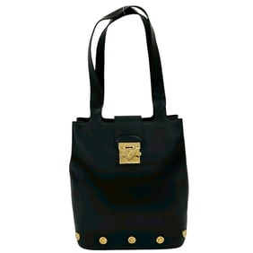 Salvatore Ferragamo pumps with metal heel motif, leather semi-shoulder bag, black, 29557