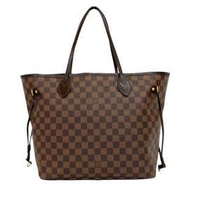 LOUIS VUITTON Neverfull MM Damier Leather Tote Bag, Handbag, Business Brown, 52545