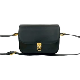 CELINE Vintage Carriage Hardware Calf Leather Shoulder Bag/Pochette/Sacoche Black 41537