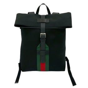 GUCCI Sherry Line Techno Canvas and Leather Backpack/Daypack, Black, 48832