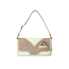 Christian Dior Trotter Pattern Canvas and Perforated Leather Semi-Shoulder Bag, Pink, 27163