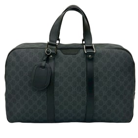 GUCCI GG Supreme logo-embossed leather Boston bag, handbag, or tote bag in black (11103)