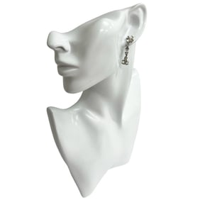 CHANEL Coco Mark Clover Motif Metal Rhinestone and Faux Pearl Earrings 89552