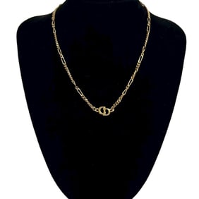 Christian Dior CD logo motif kihei chain necklace pendant gold size 24-10