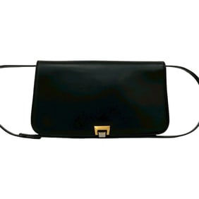GUCCI Vintage GG Logo Hardware Calf Leather Shoulder Bag/Pochette in Black 11475