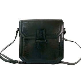Yves Saint Laurent YSL Logo Leather Shoulder Bag/Pochette/Sacoche in Black 07032