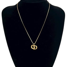 Christian Dior CD logo motif chain necklace pendant gold 129-7