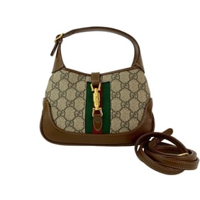 Unused, stored GUCCI Jackie 1961 GG Supreme leather 2-way mini handbag/shoulder bag, brown, 20323