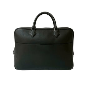 ?F engraved HERMES Plume Dog 38 Fjord leather business bag briefcase black 20440