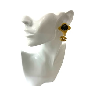 CHANEL Vintage Gripoa Coco Mark Motif Earrings, Gold, 41647