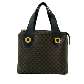 CELINE Macadam Blason Triomphe Pattern Circle Logo Hardware Leather Handbag Mini Tote Bag Black