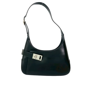 Salvatore Ferragamo Gancini hardware leather one-shoulder bag, black, 78838