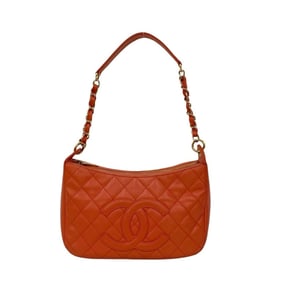 CHANEL Matelasse Coco Mark Caviar Skin Semi-One Shoulder Bag/Handbag, Pink, 21321