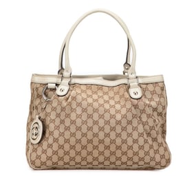Gucci GG Canvas Sukey Tote Bag 296835 Beige White Leather Women's GUCCI