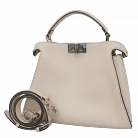 Fendi Peekaboo Essential Leather Ivory Handbag for Women