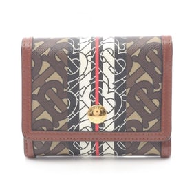 Burberry Monogram Stripe Tri-fold Wallet in Leather and PVC, Brown/Multicolor, Women's, 8018829