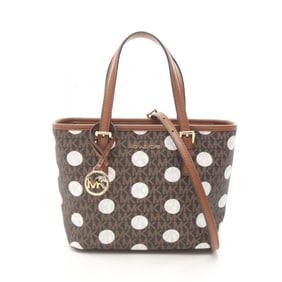 Michael Kors JET SET TRAVEL Signature Polka Dot Handbag in PVC-Coated Canvas and Leather,
