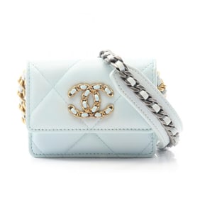 CHANEL 19 Matelasse Shoulder Bag, Lambskin Leather, Women's, Blue