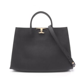 Tod's T Timeless Shopping Bag, Medium Tote Leather, Women's, Black, XBWTSQF0350XWZB999