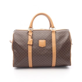 Celine Macadam Boston Bag, PVC-Coated Canvas and Leather, Women's, Brown