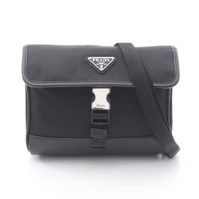 Prada RE NYLON TESSUTO+SAFFIANO Shoulder Bag in Nylon and Saffiano Leather, Men's, Black, 2ZH108