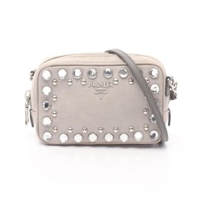 Prada Shoulder Bag in Canvas and Saffiano Leather, Gray, Women's, 1N1674
