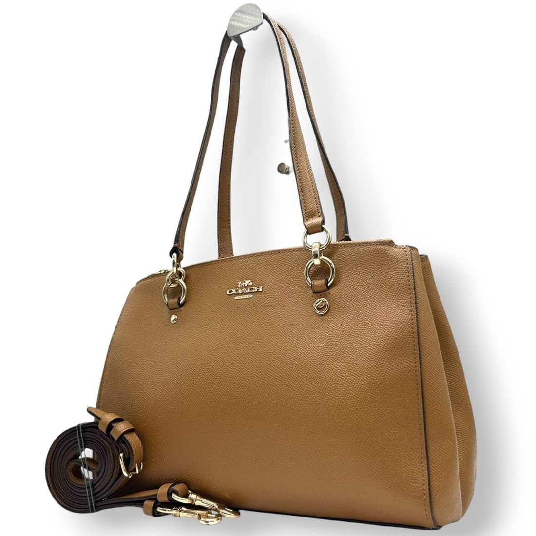 COACH Lily Carryall 2-Way Handbag/Tote Bag F76938, One-Shoulder/Cross-Body Crossgrain Leather,